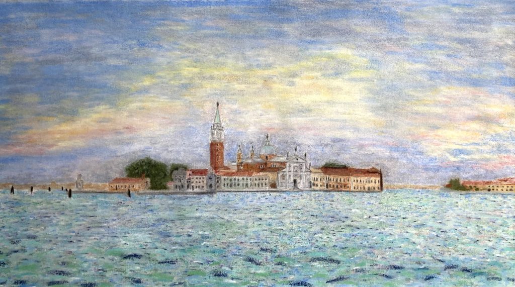 o.T. (Homage an Venedig) Pastellkreide auf Leinwand, 63,0 x 120,0 cm © 2026