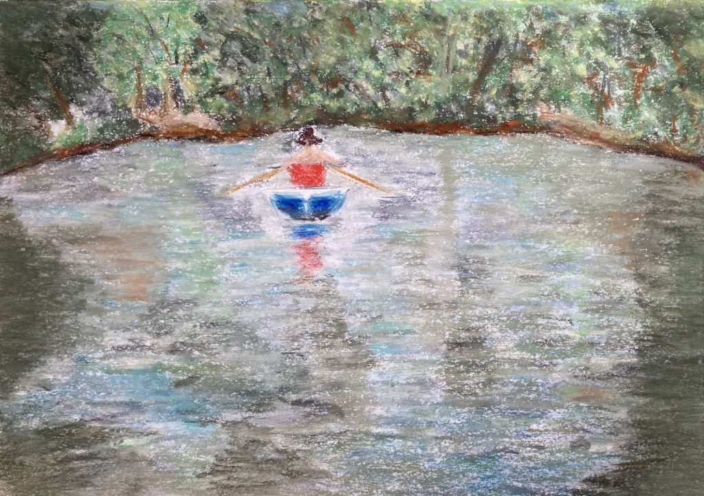 Neuer See, Pastellkreide auf Papier, 29,7 x 42 cm © 2025