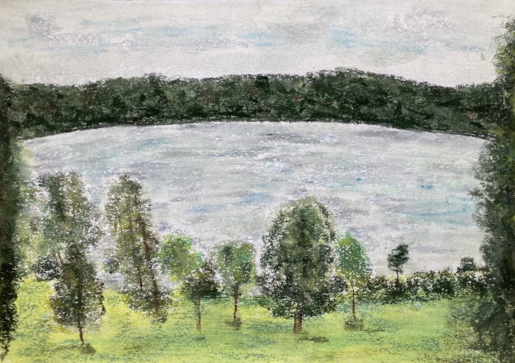Starenberger See, Pastellkreide auf Papier, 29,7 x 42 cm © 2025