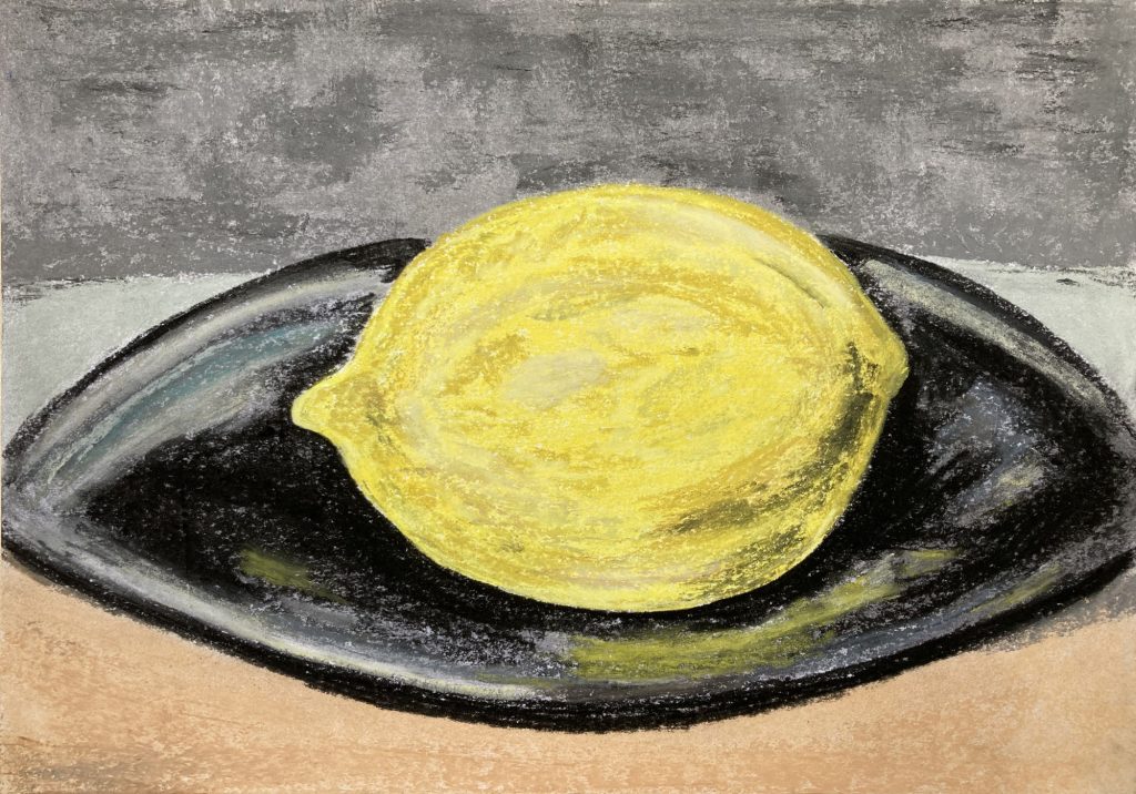 Zitrone (nach Manet), Pastellkreide auf Papier, 29,7 x 42 cm © 2025